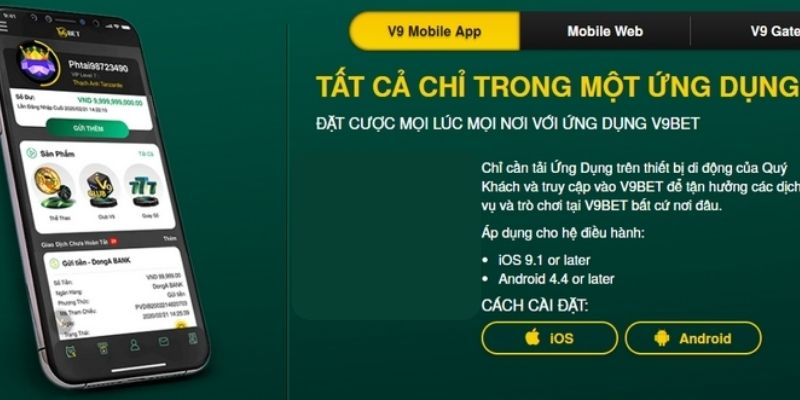 Hướng dẫn tải xuống ứng dụng V9bet trên cả 2 hệ điều hành